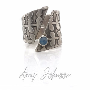 Open Front Wrap Ring with Blue Aventurine