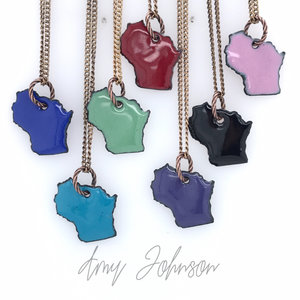 Choose Your Color Mini Wisconsin State Necklace