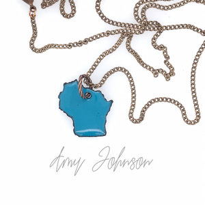 Choose Your Color Mini Wisconsin State Necklace