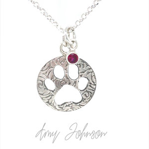 Paw Print Necklace with Birthstone