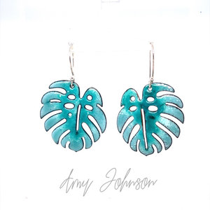 Monstera Leaf Enamel Earrings