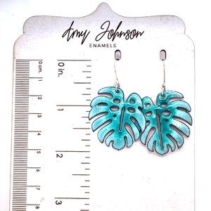 Monstera Leaf Enamel Earrings