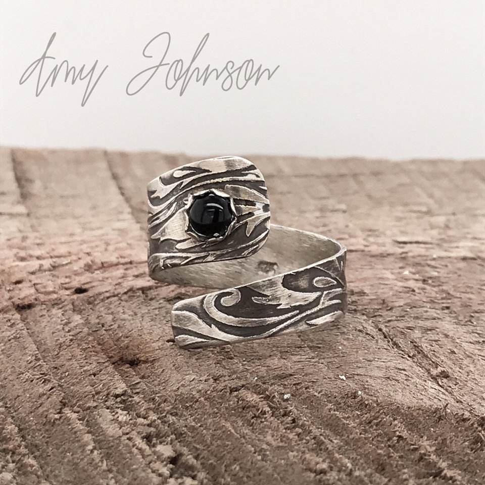 Black Onyx Adjustable Wrap Ring