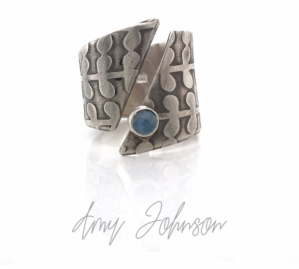 Open Front Wrap Ring with Blue Aventurine