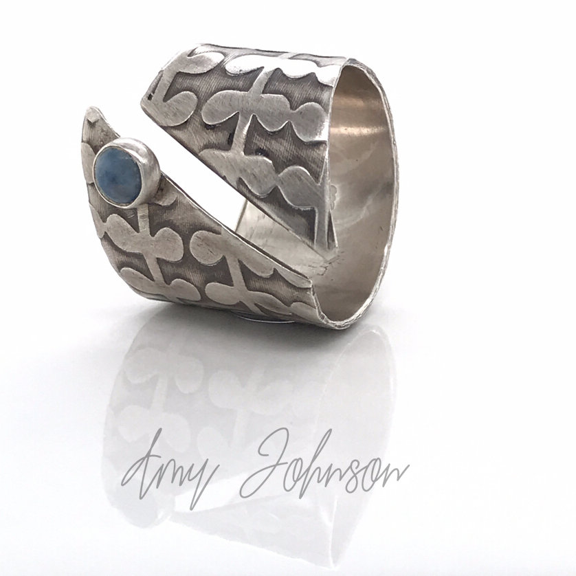 Open Front Wrap Ring with Blue Aventurine