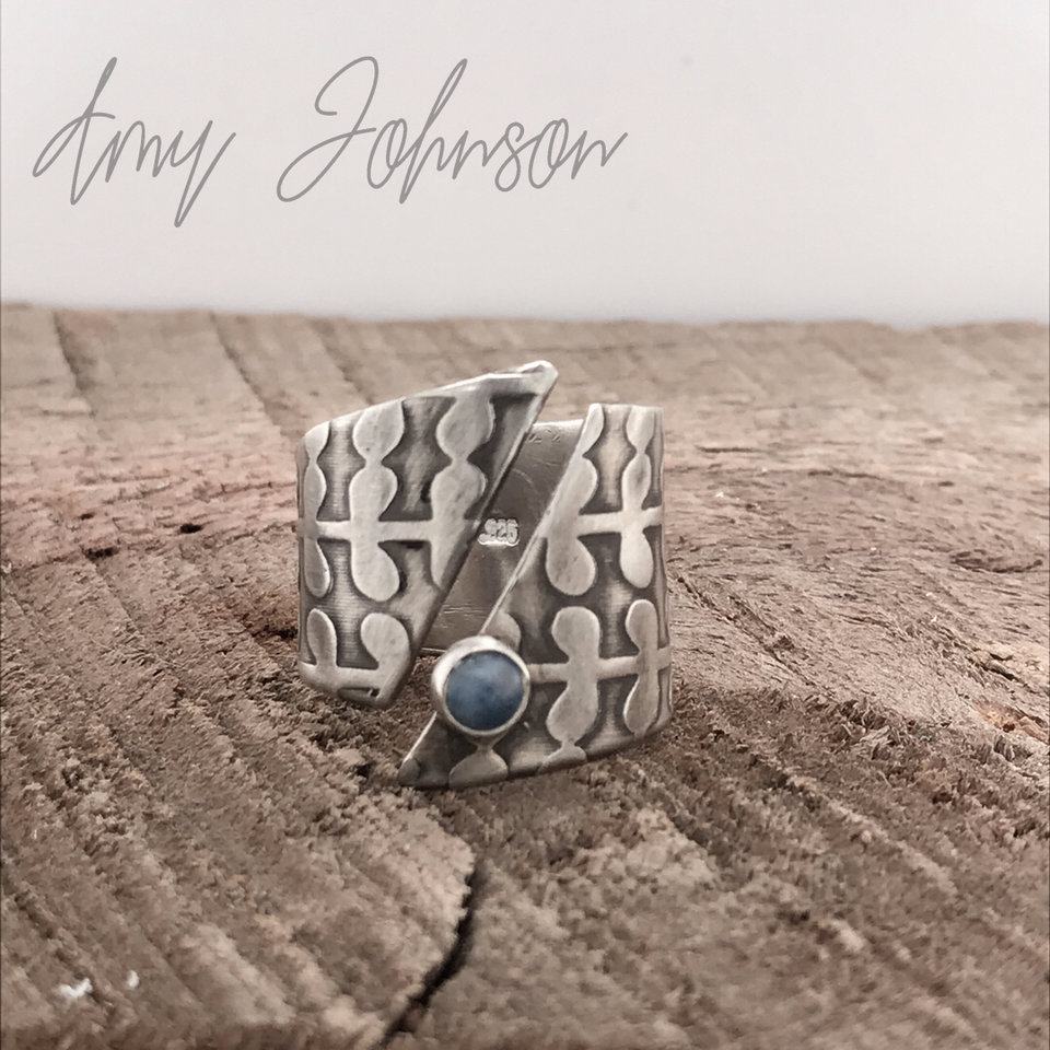 Open Front Wrap Ring with Blue Aventurine