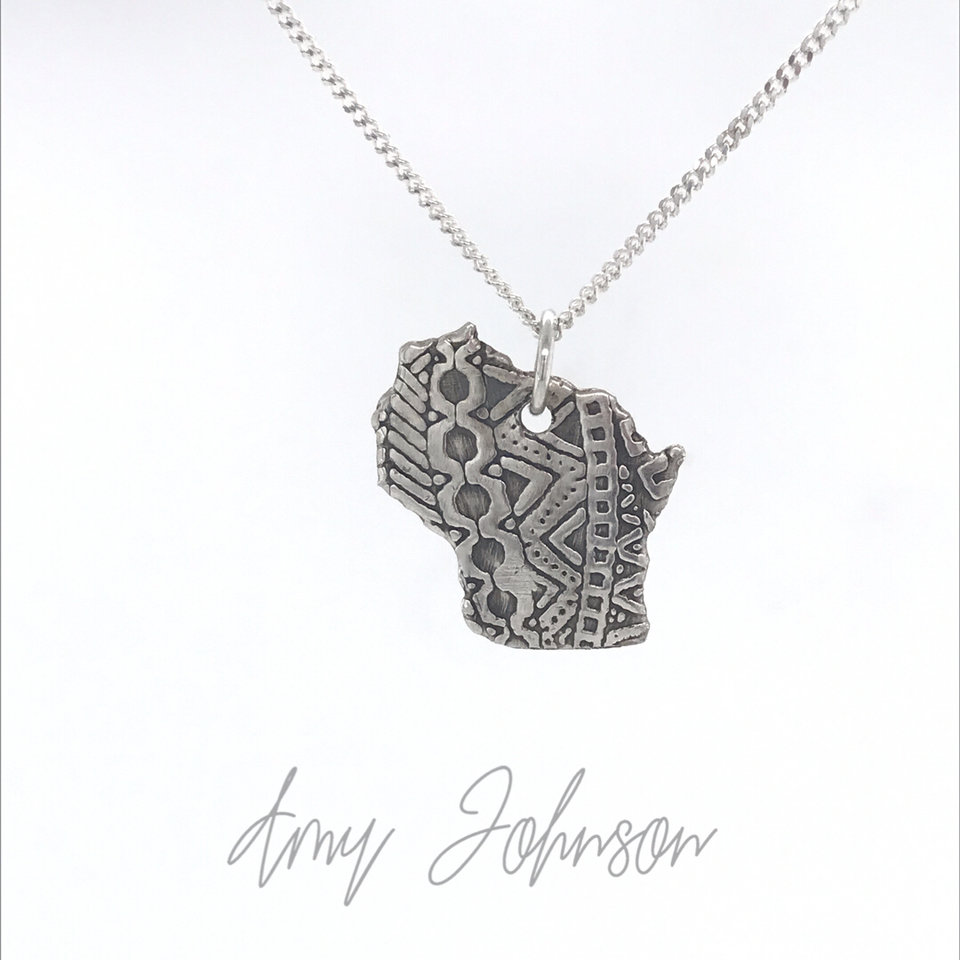 Wisconsin Geometric Sterling Silver Necklace