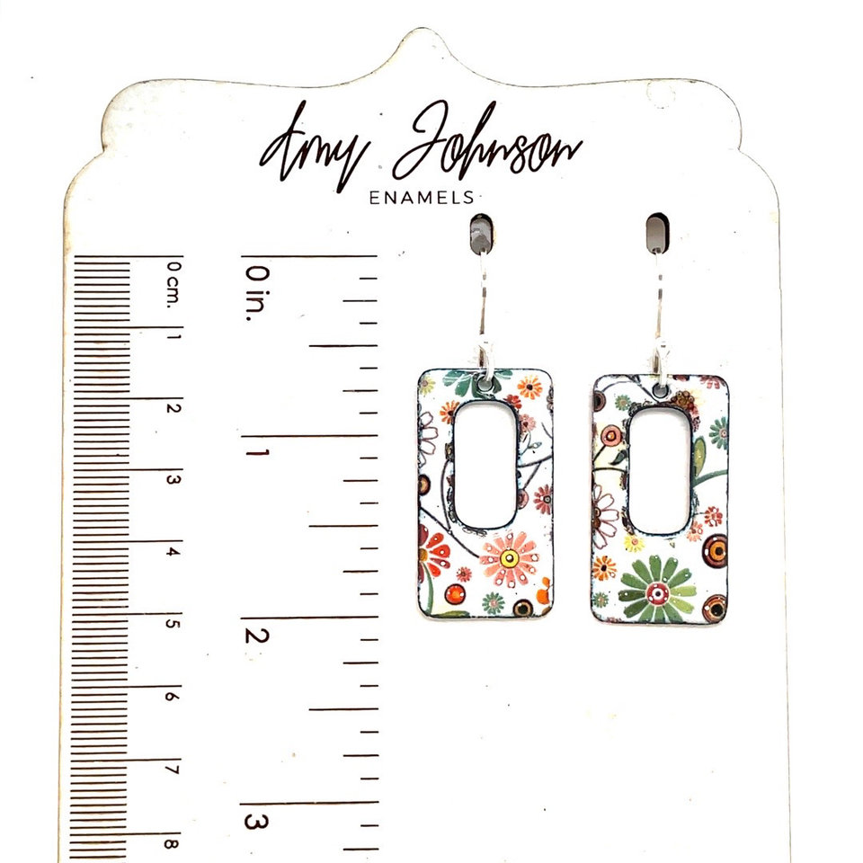Retro Floral Enamel Earrings