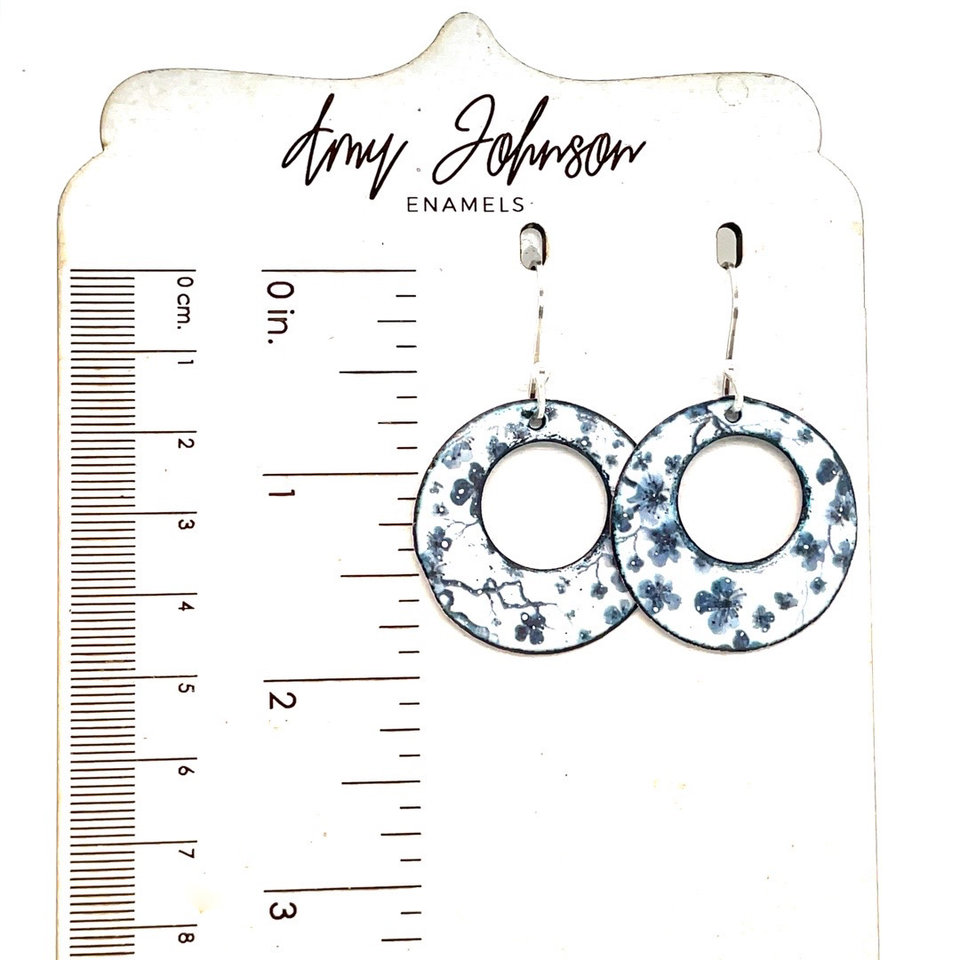 Indigo Flora Enamel Earrings