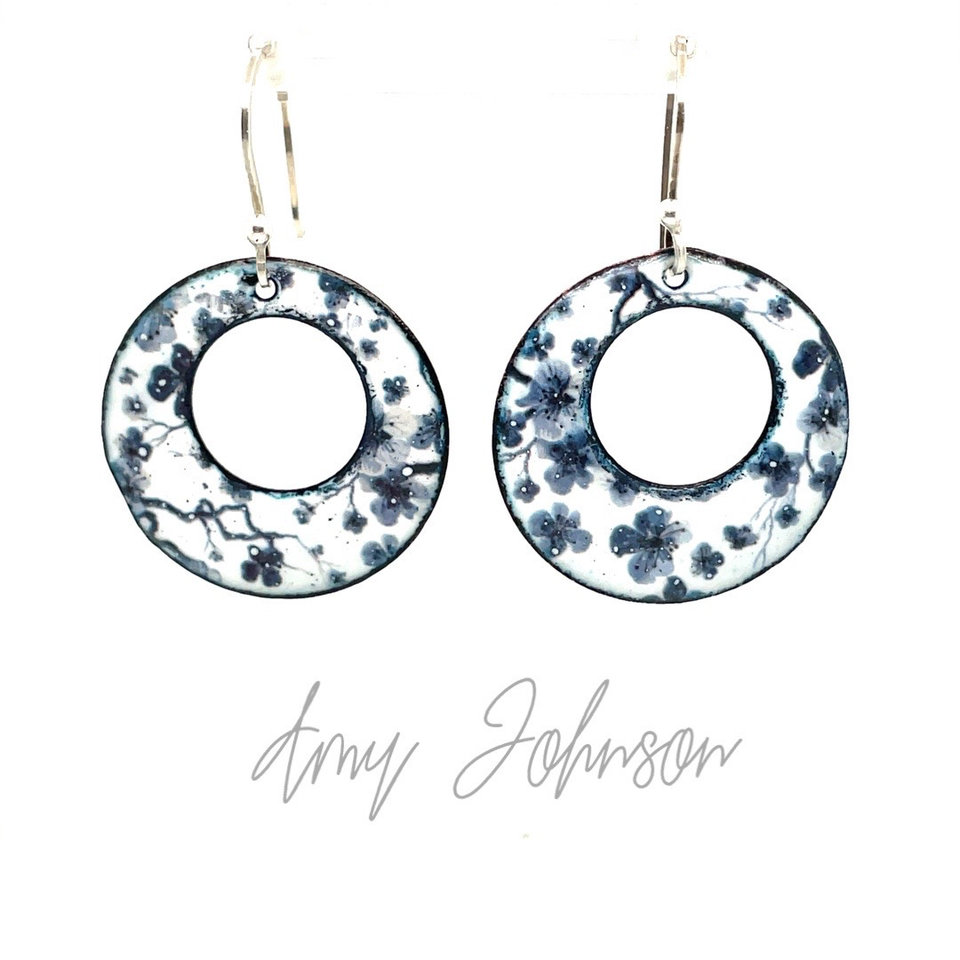 Indigo Flora Enamel Earrings
