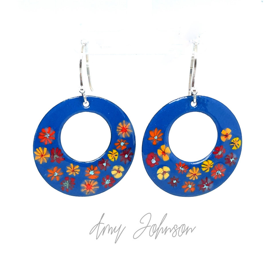 Blooms On Blue Earrings