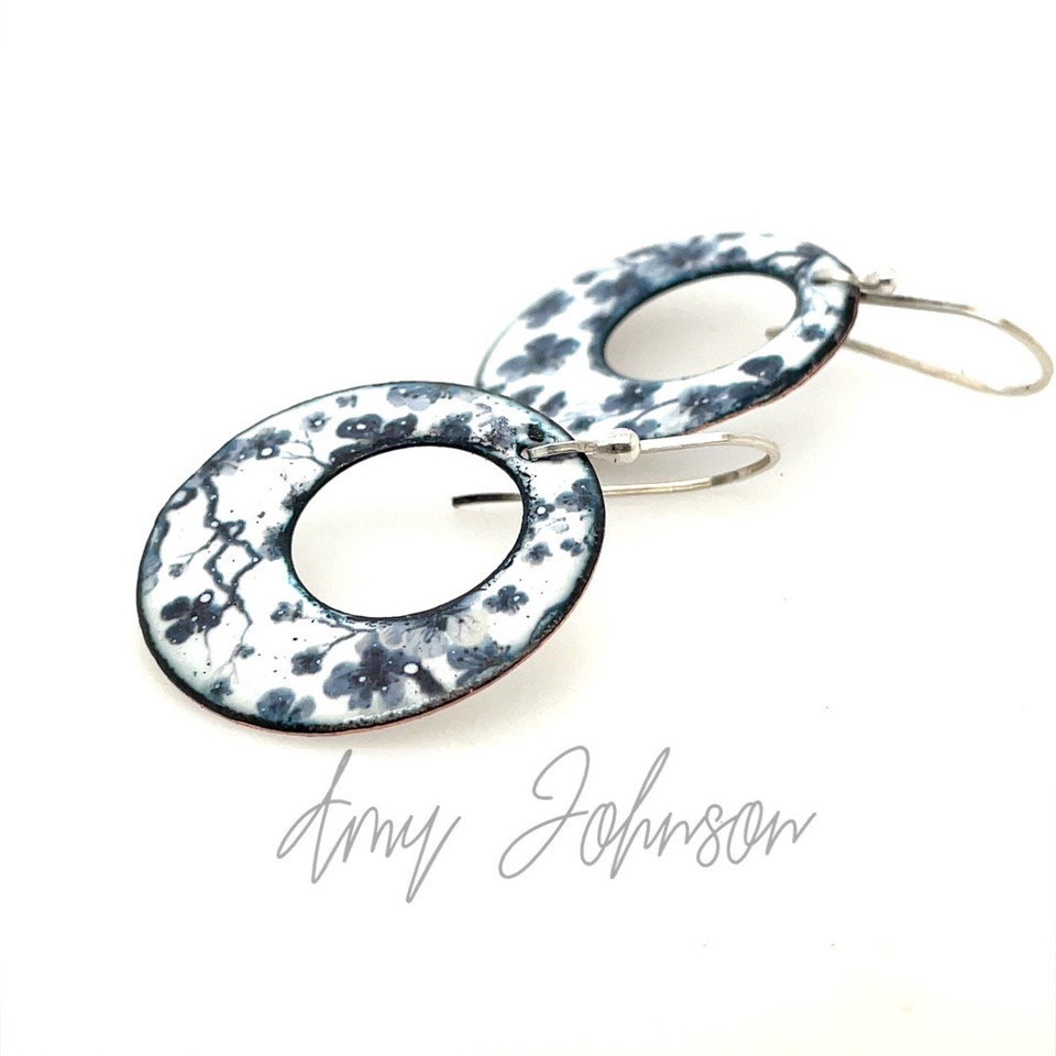 Indigo Flora Enamel Earrings