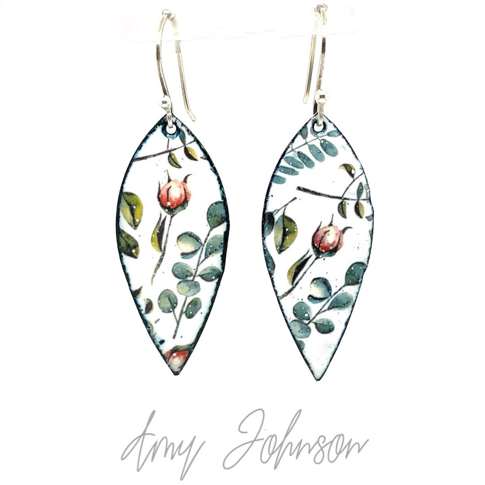 Flowering Vines Enamel Earrings