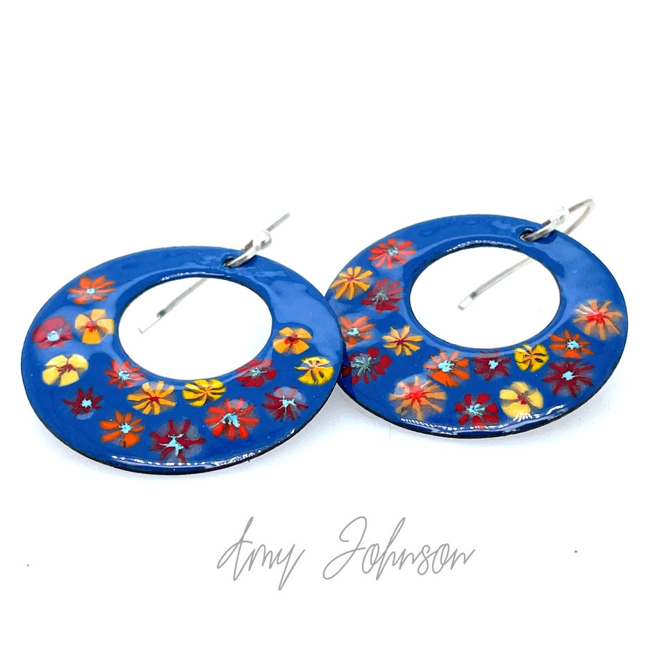 Blooms On Blue Earrings