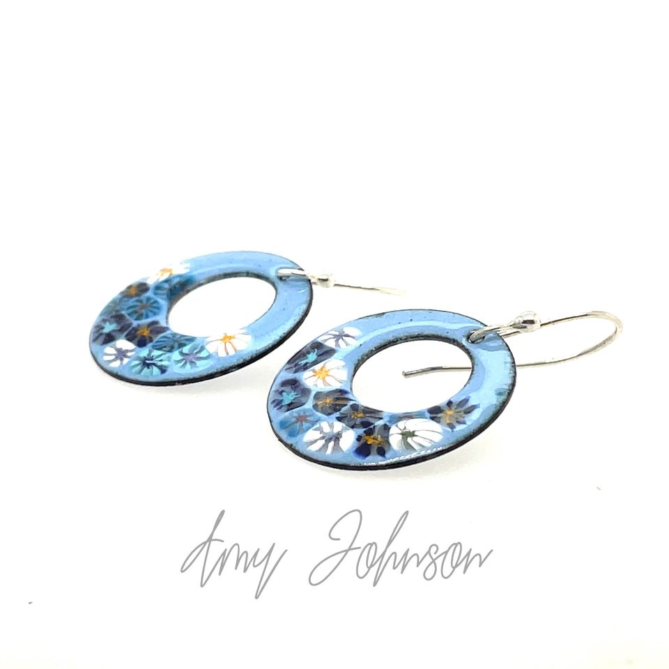 Azure Hoop Floral Earrings