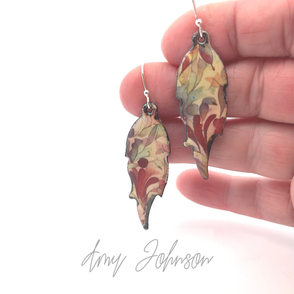 Autumnal Fire Enamel Earrings