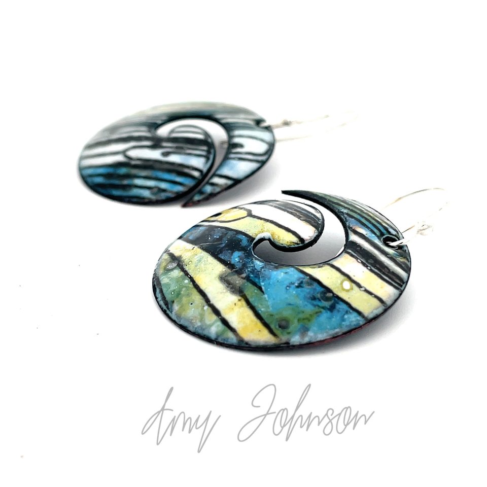 Rising Tide Enamel Earrings