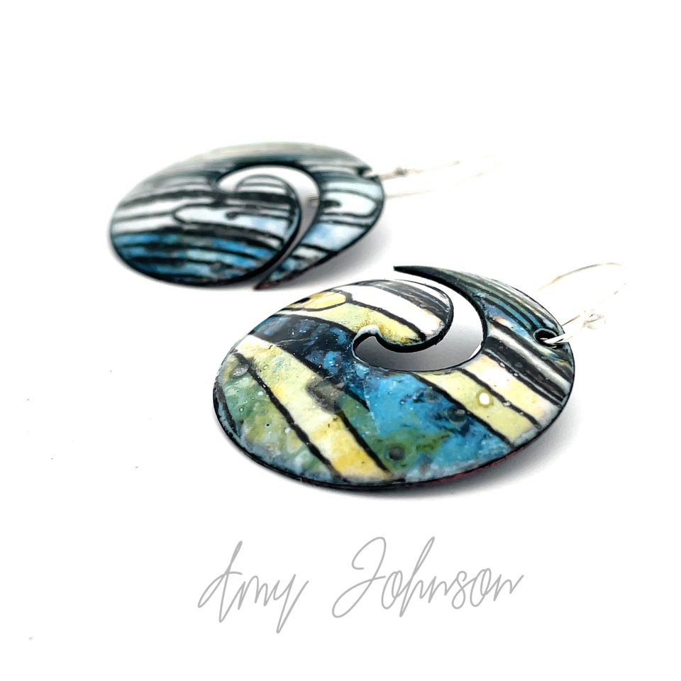 Rising Tide Enamel Earrings
