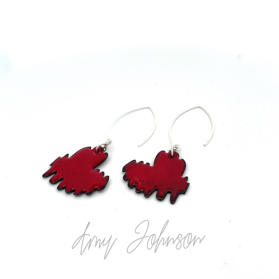 Abstract Heart Enamel Earrings