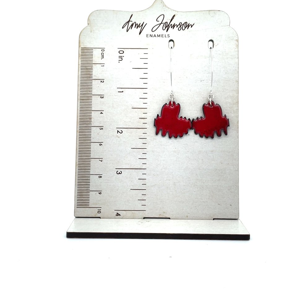 Abstract Heart Enamel Earrings