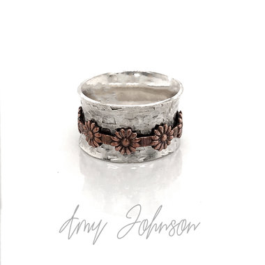 Copper Daisy Flower Spinner Ring