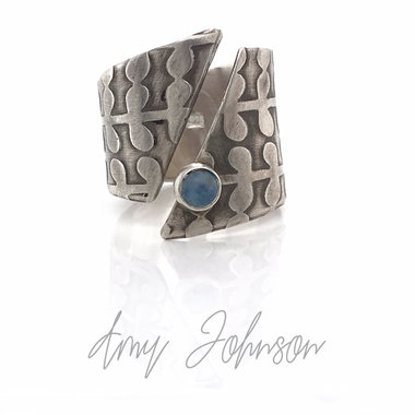 Open Front Wrap Ring with Blue Aventurine