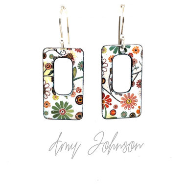 Retro Floral Enamel Earrings