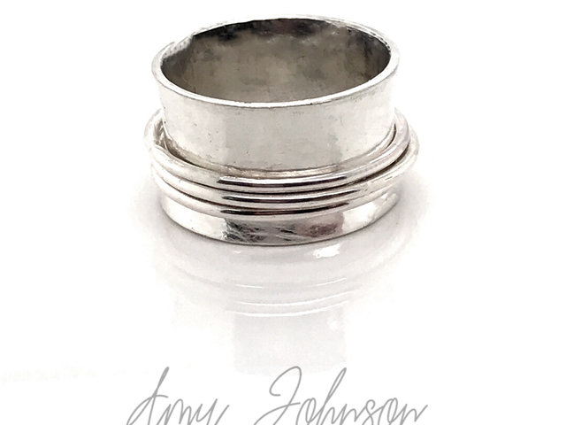 Three Spinners Sterling Silver Ring
