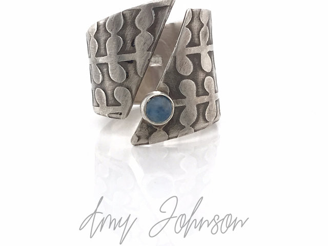 Open Front Wrap Ring with Blue Aventurine