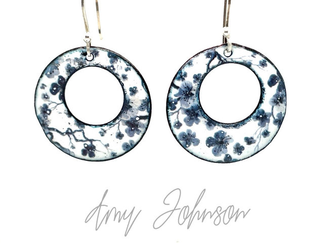 Indigo Flora Enamel Earrings