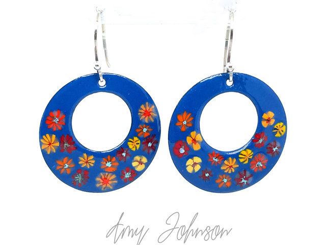 Blooms On Blue Earrings