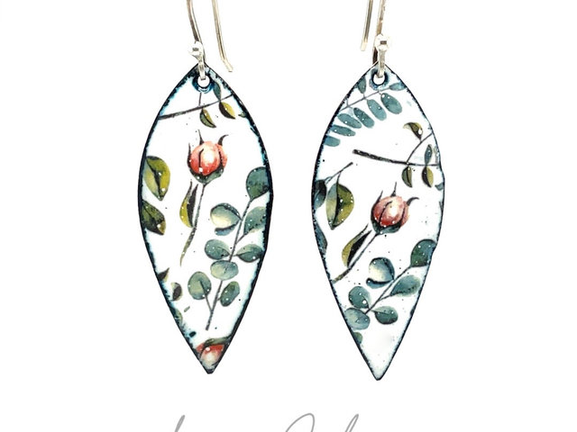 Flowering Vines Enamel Earrings